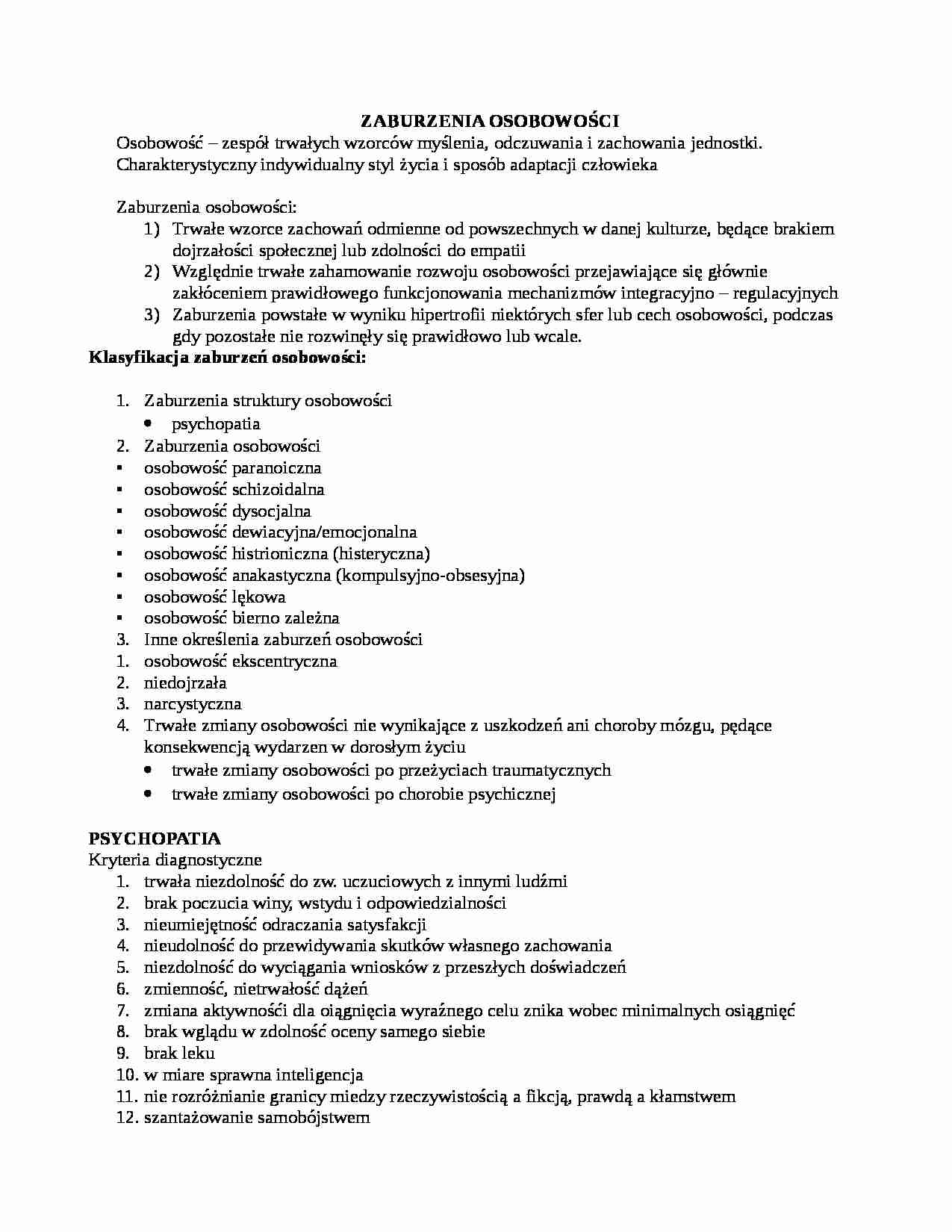 Zaburzenia osobowości - strona 1