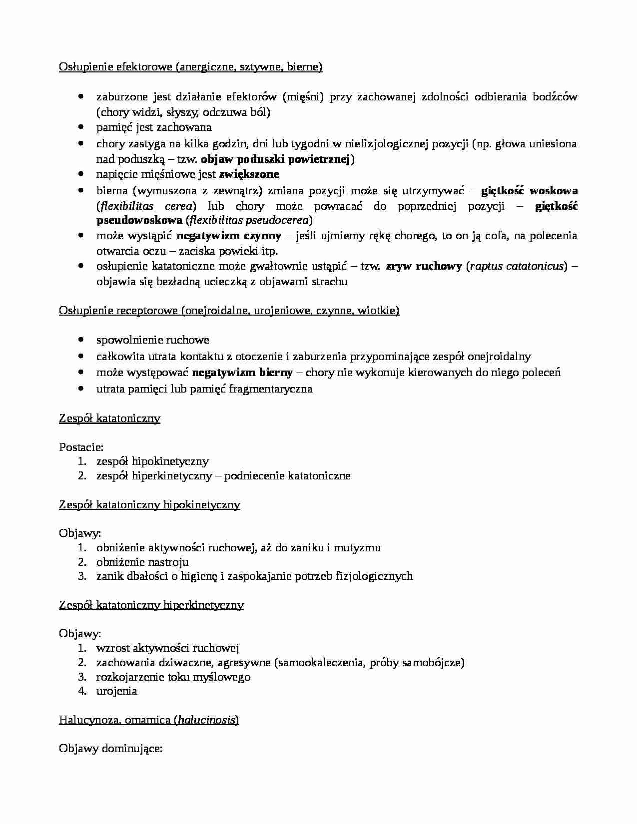 Osłupienie efektorowe (anergiczne, sztywne, bierne) - strona 1