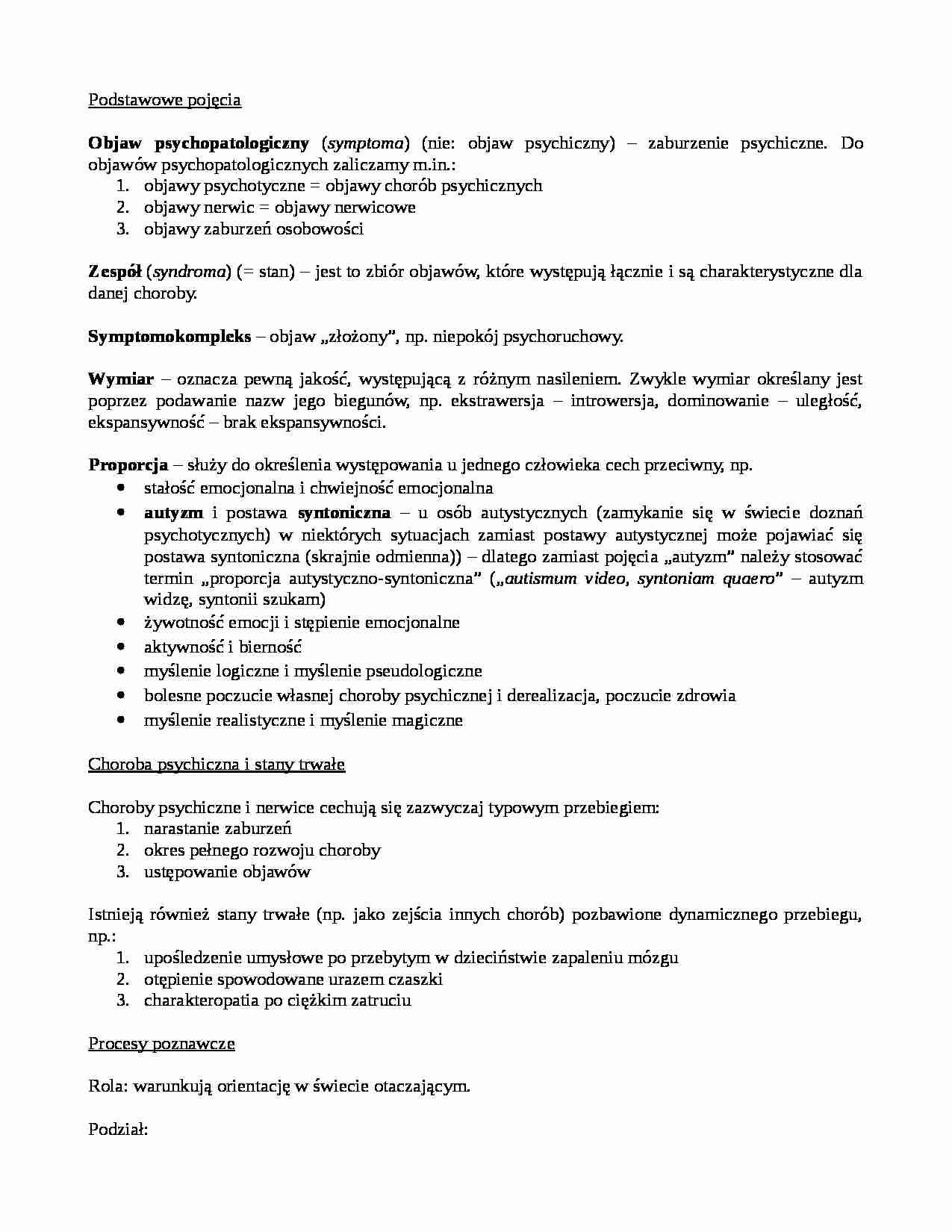 Psychopatologia-podstawowe pojęcia - strona 1