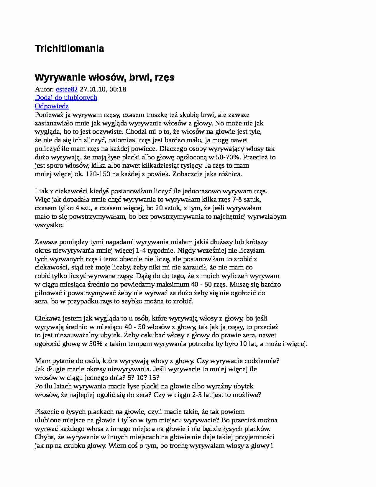 Trichitilomania-opracowanie - strona 1