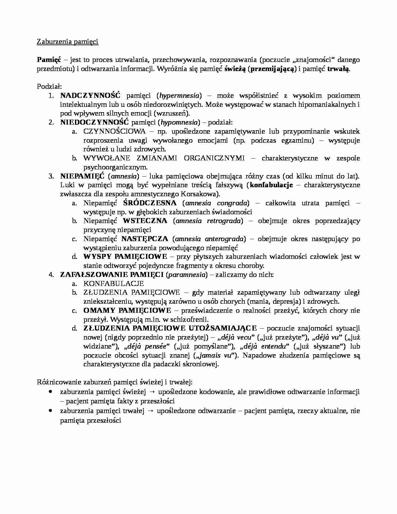 Zaburzenia pamięci - strona 1