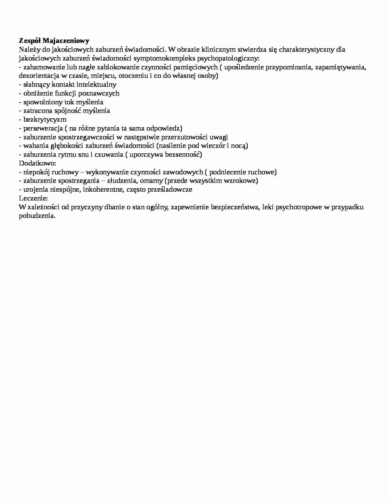 Zespół Majaczeniowy - strona 1