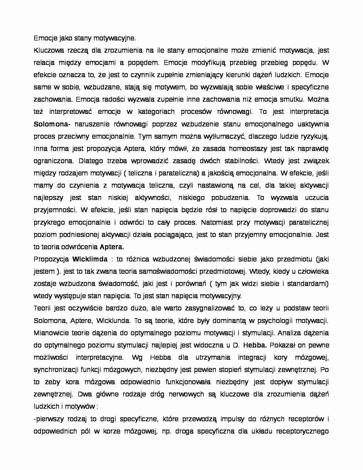 Emocje jako stany motywacyjne - strona 1