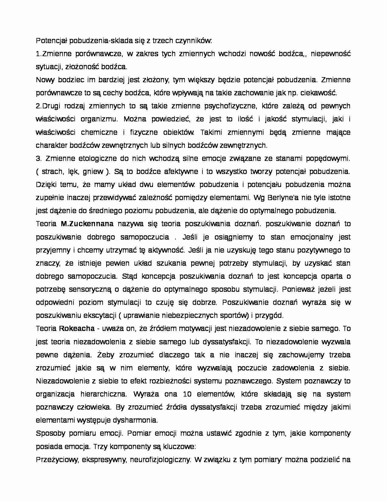 Potencjał pobudzenia-opracowanie - strona 1