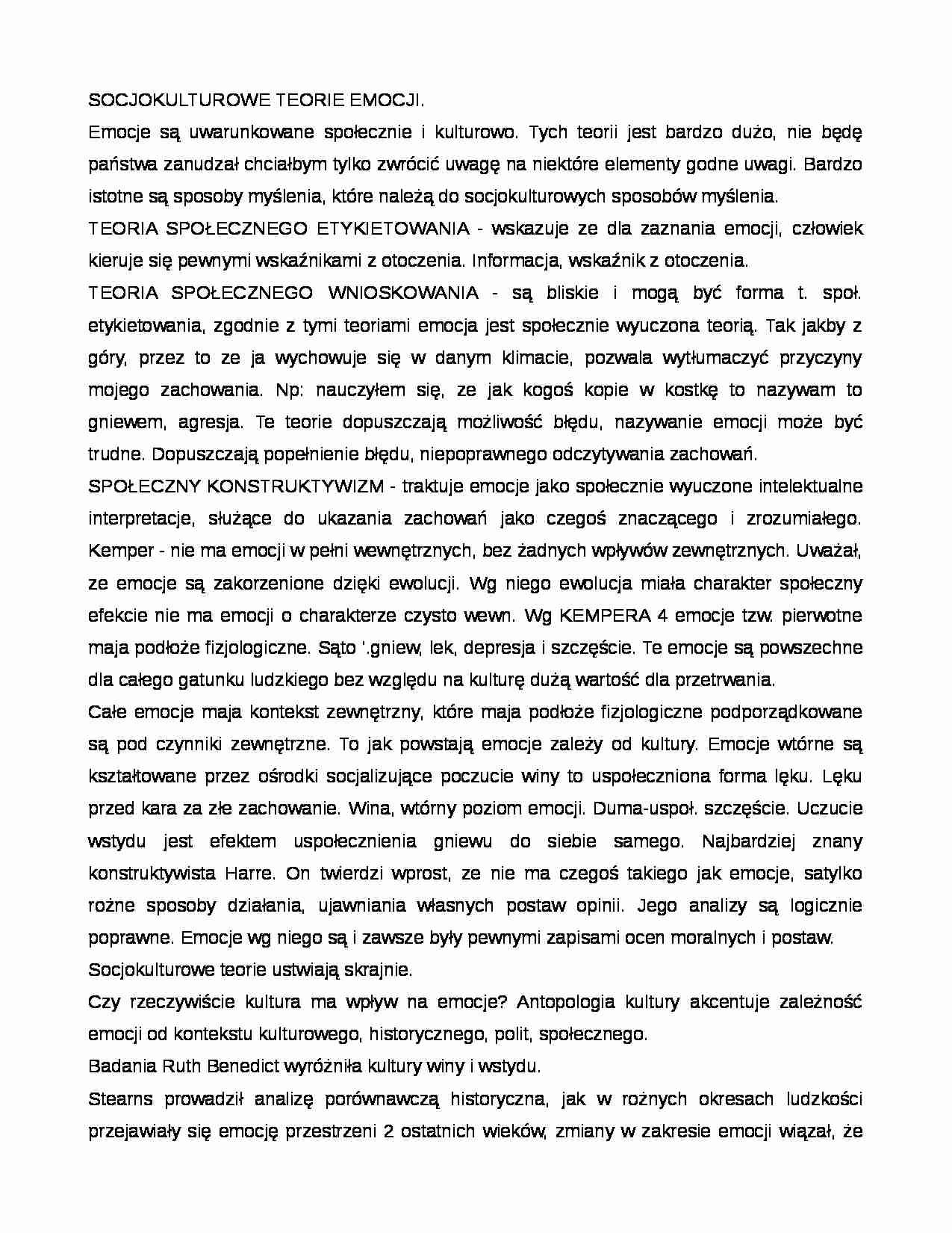 Socjokulturowe teorie emocji - strona 1
