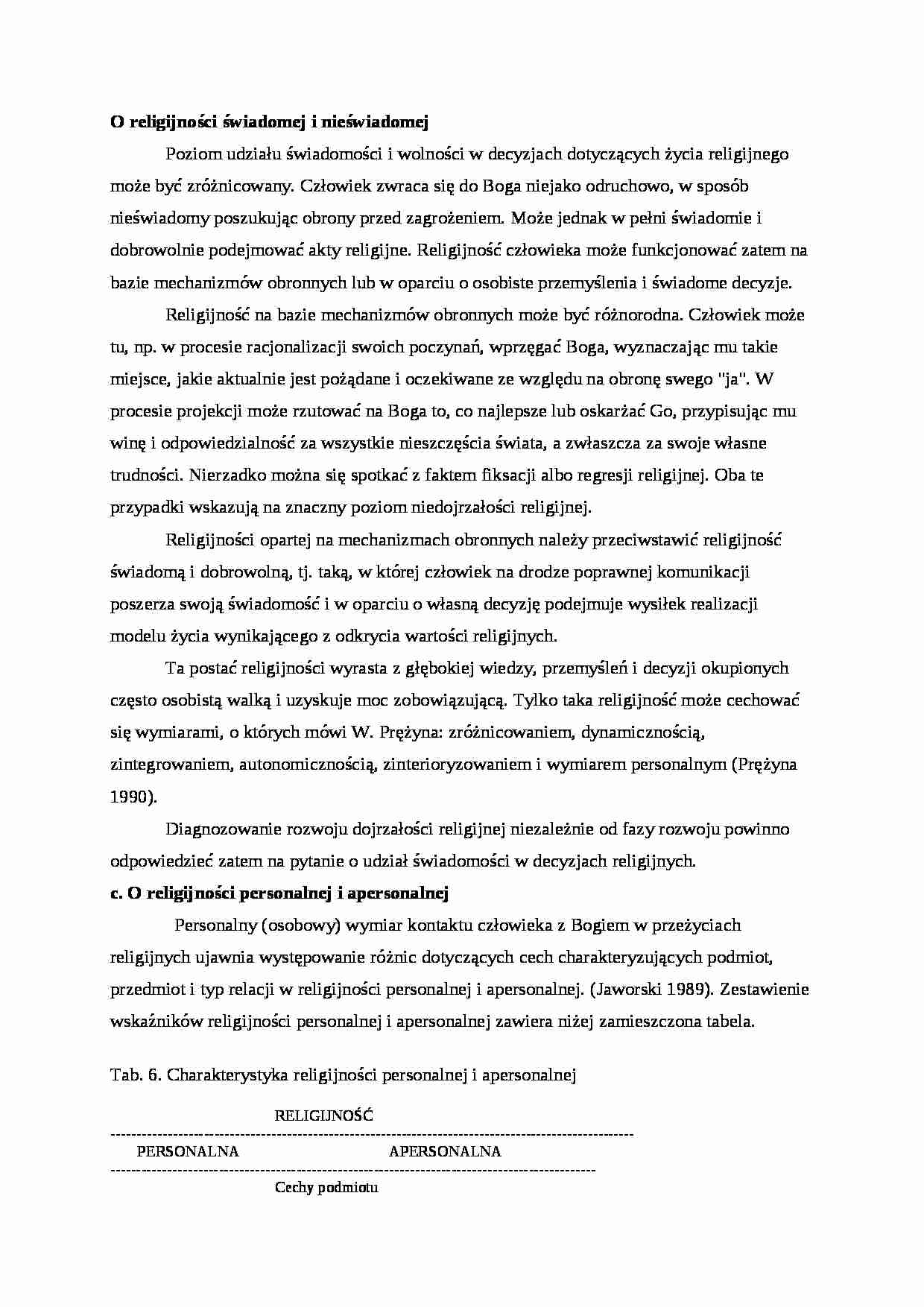 O religijności świadomej i nieświadomej - strona 1