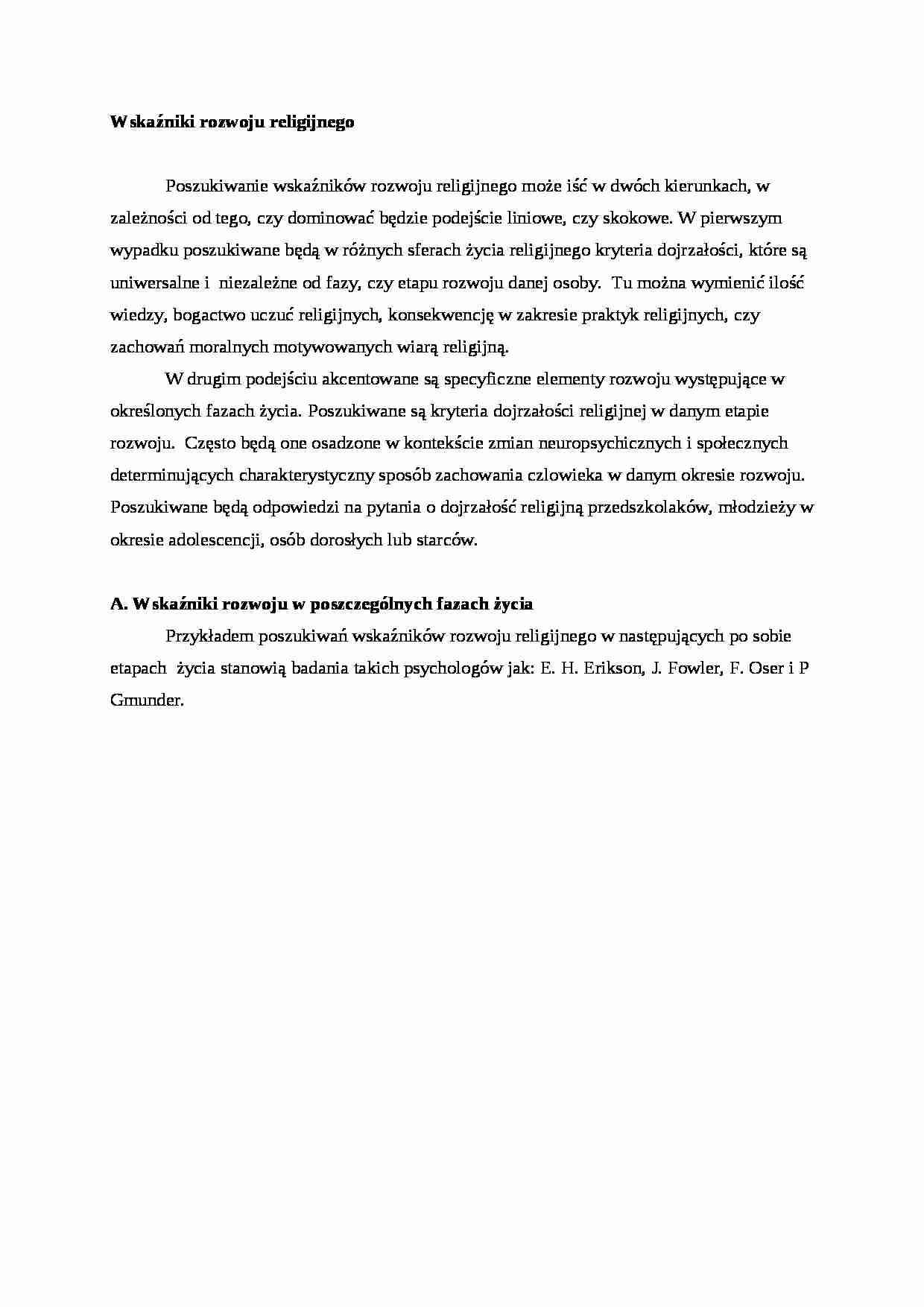  Wskaźniki rozwoju religijnego - strona 1