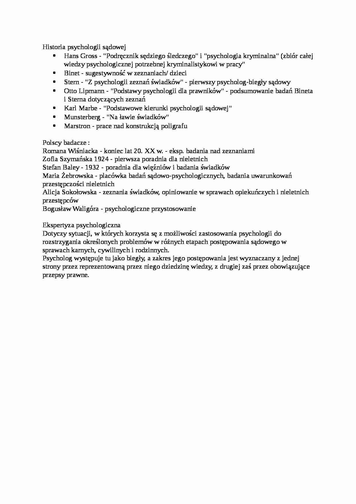 Historia psychologii sądowej - strona 1