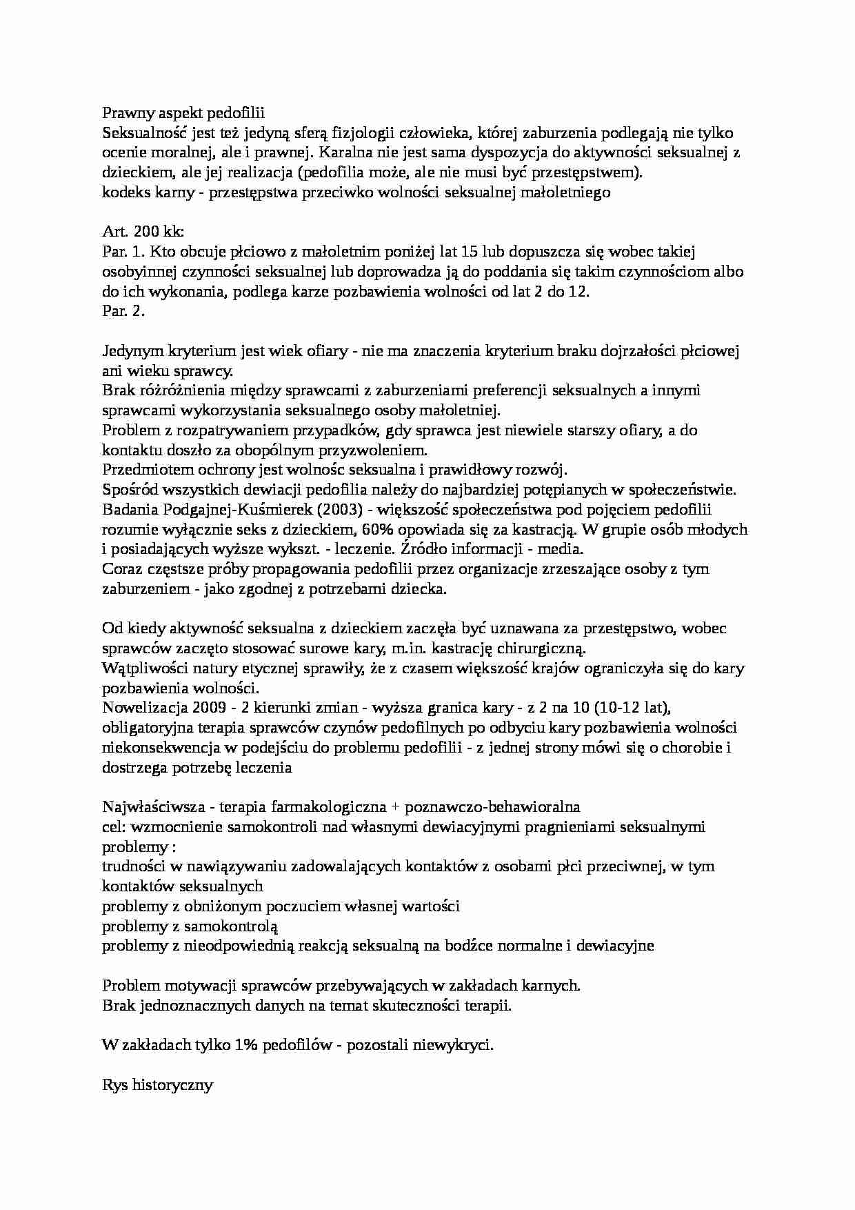 Prawny aspekt pedofilii - strona 1