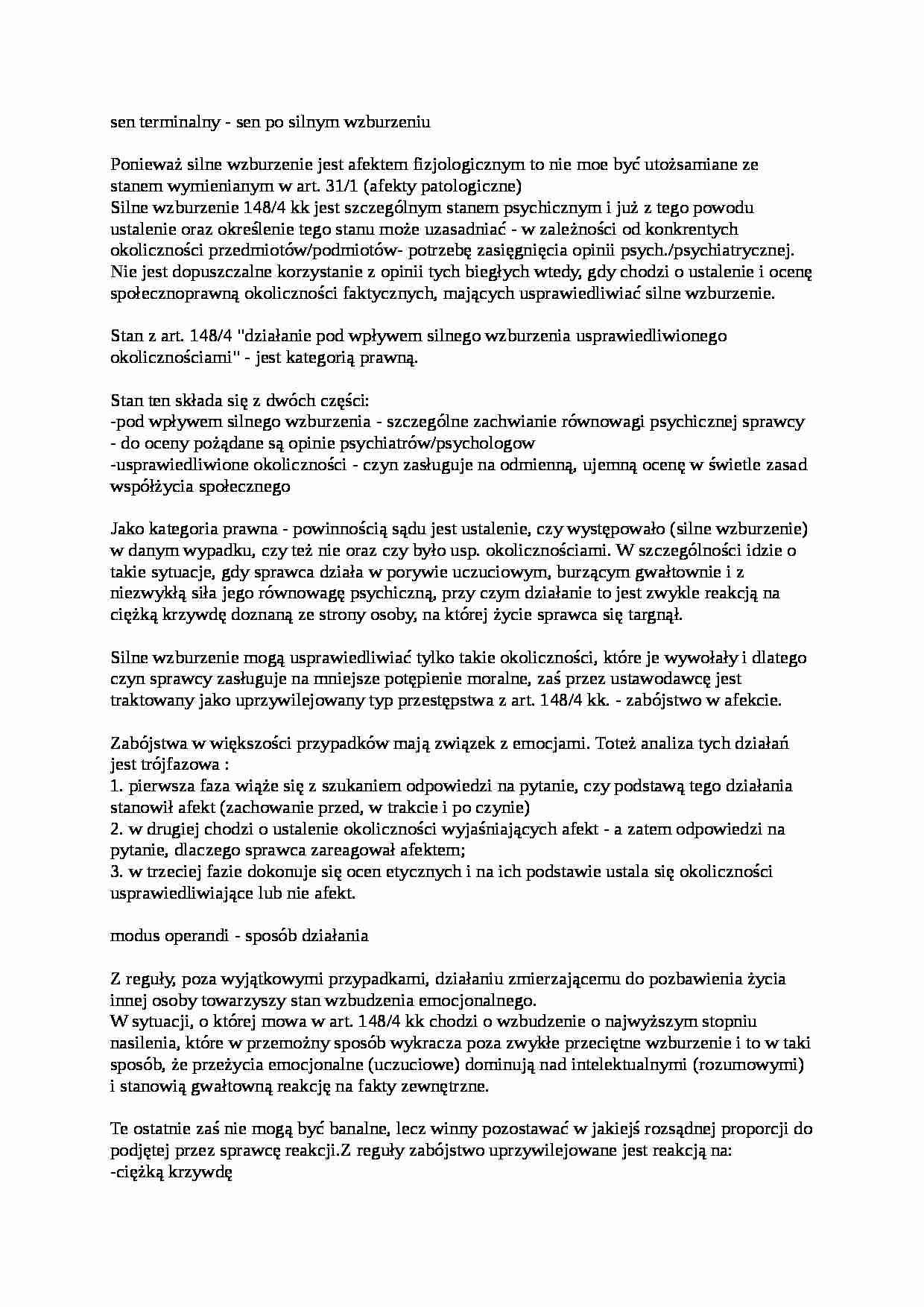 Sen terminalny - sen po silnym wzburzeniu - strona 1