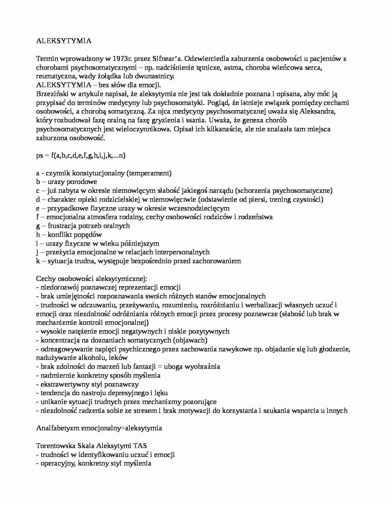 Aleksytymia-opracowanie - strona 1