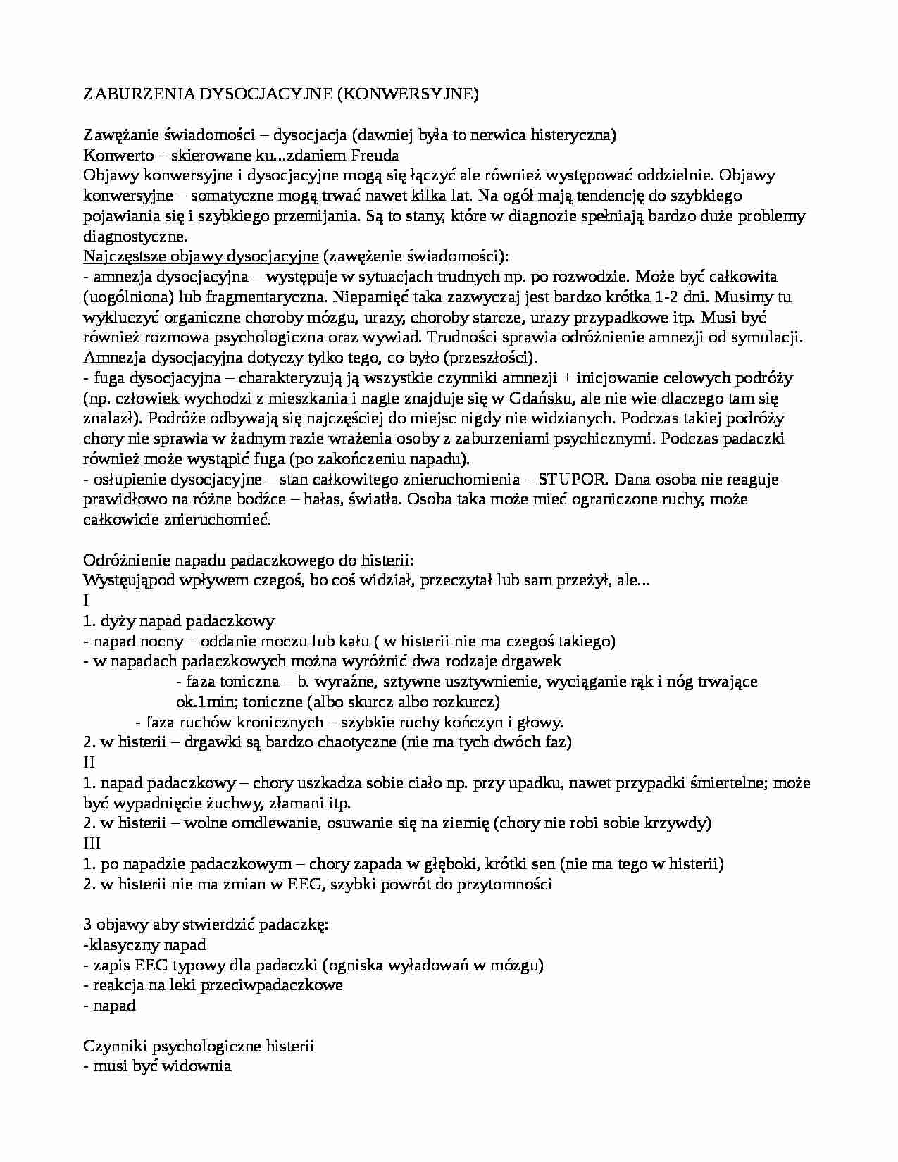 Zaburzenia dysocjacyjne - strona 1