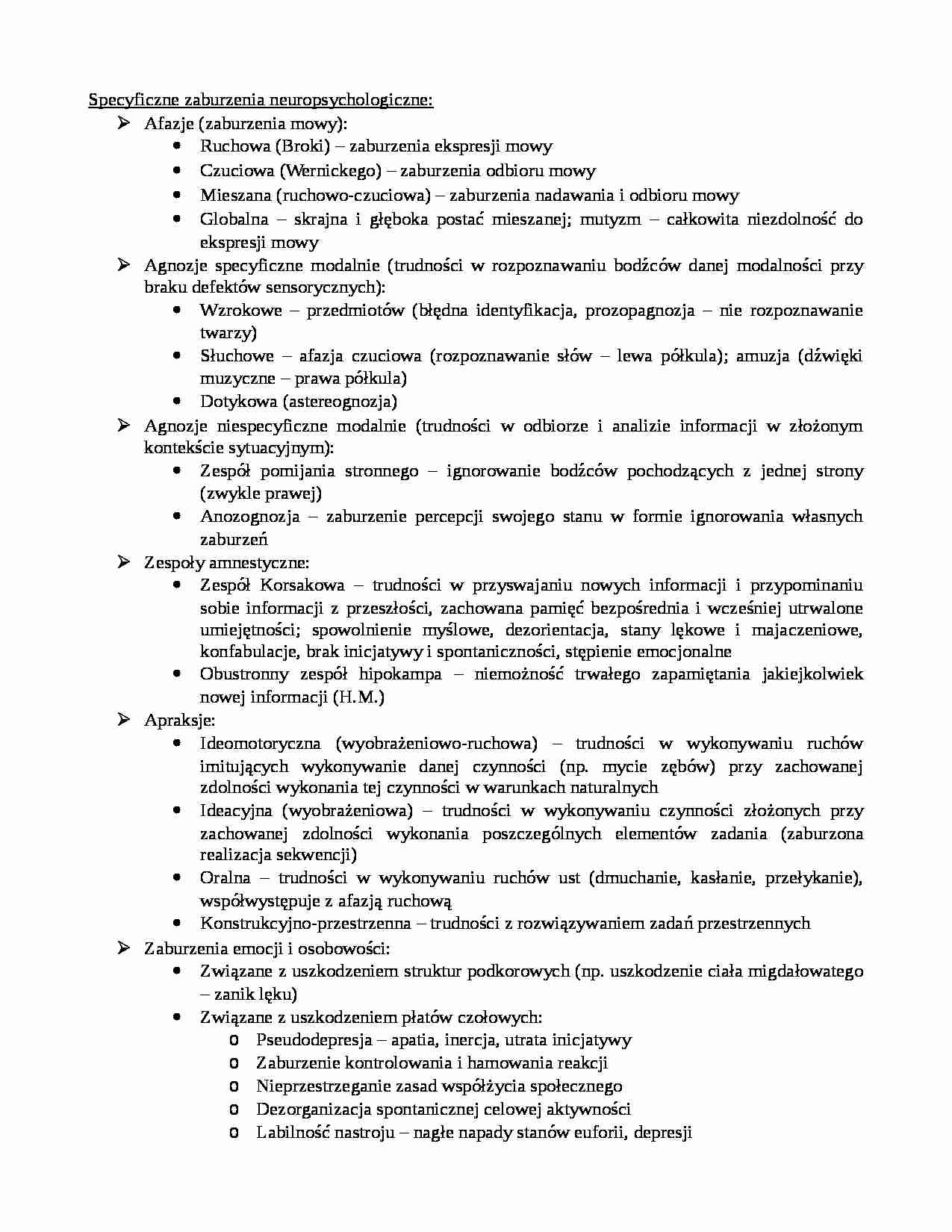 Specyficzne zaburzenia neuropsychologiczne - strona 1