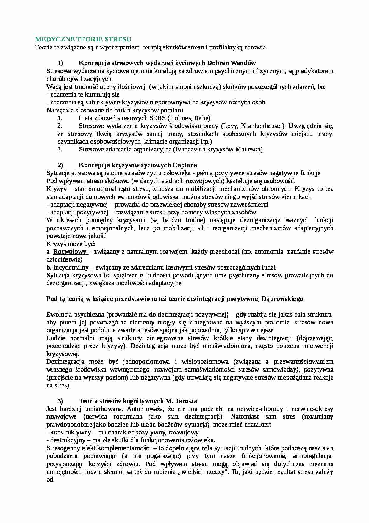 Medyczne teorie stresu - strona 1