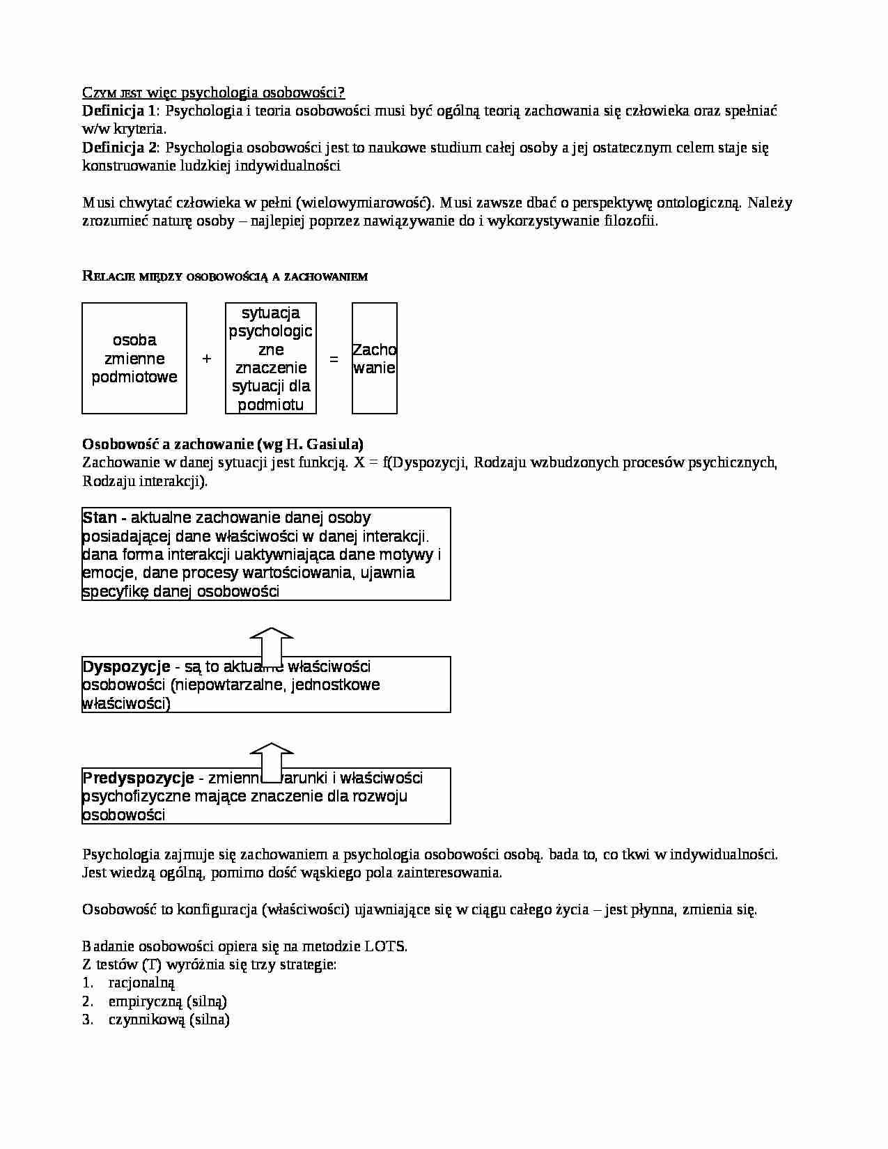  Psychologia osobowości-opracowanie - strona 1