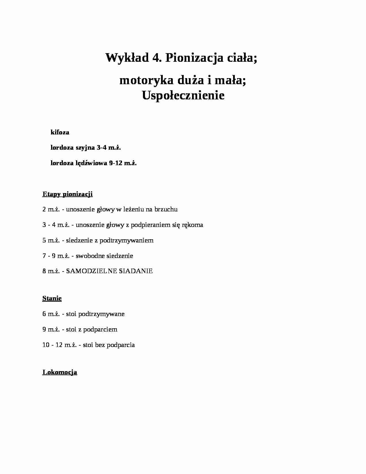 Pionizacja ciała-motoryka duża i mała - strona 1