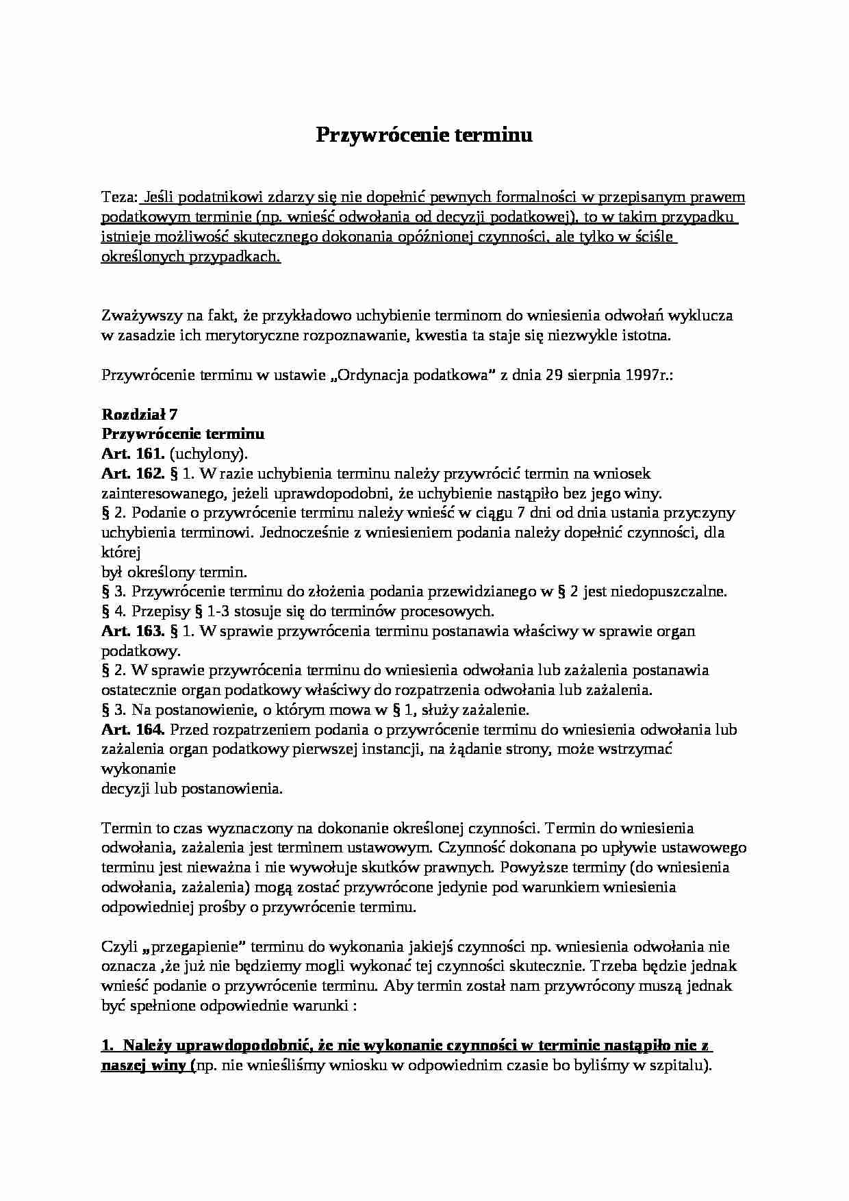 Przywrócenie terminu - strona 1