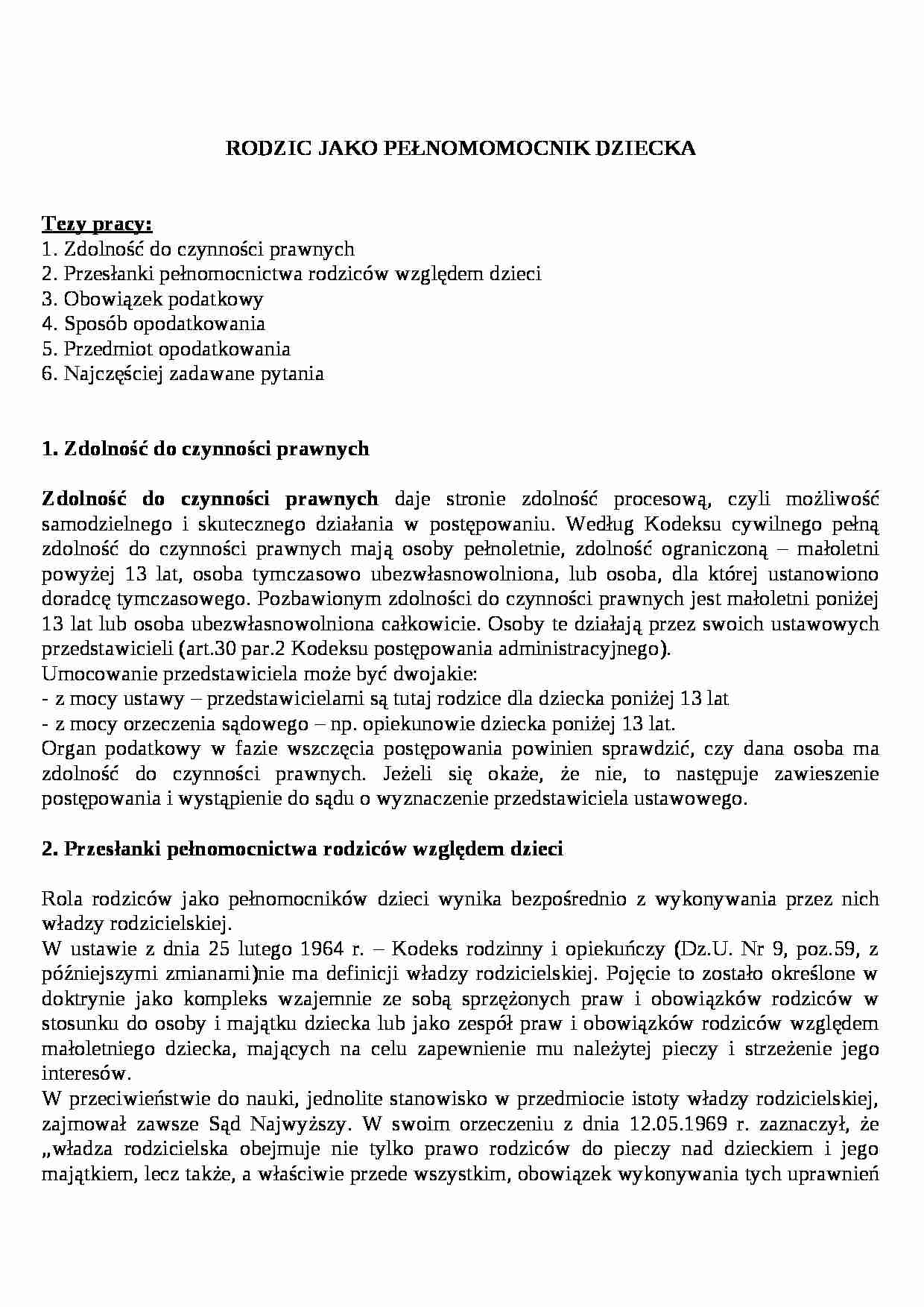 Rodzic jako pełnomocnik dziecka - strona 1