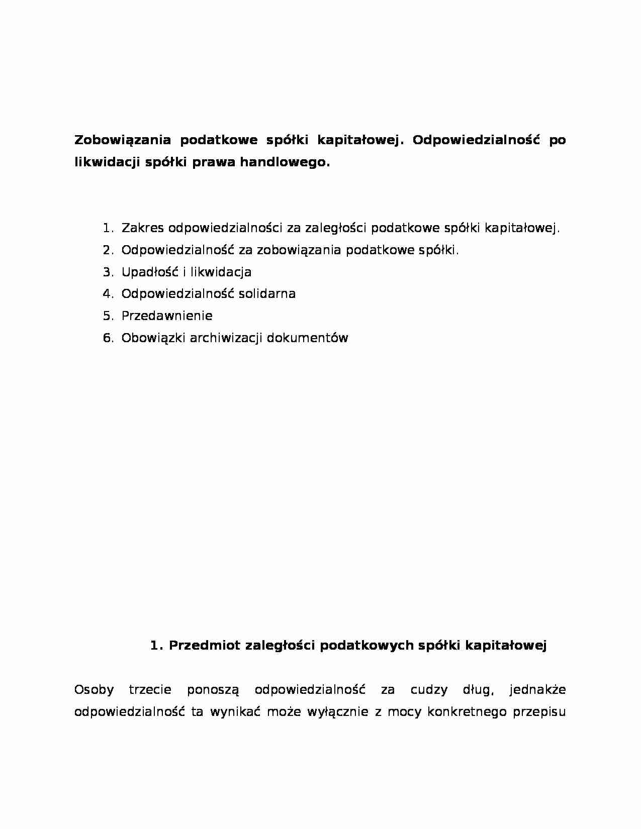 Zobowiązania podatkowe spółki kapitałowej - strona 1