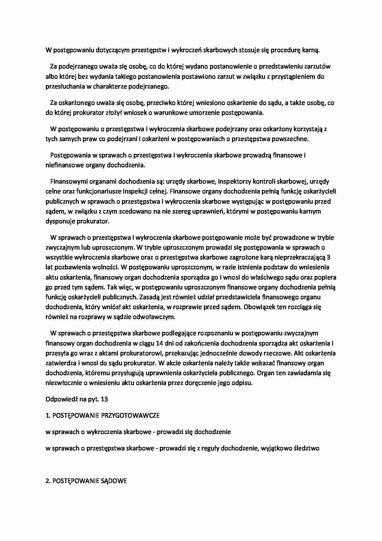 Postępowanie dotyczące przestępstw i wykroczeń skarbowych - strona 1