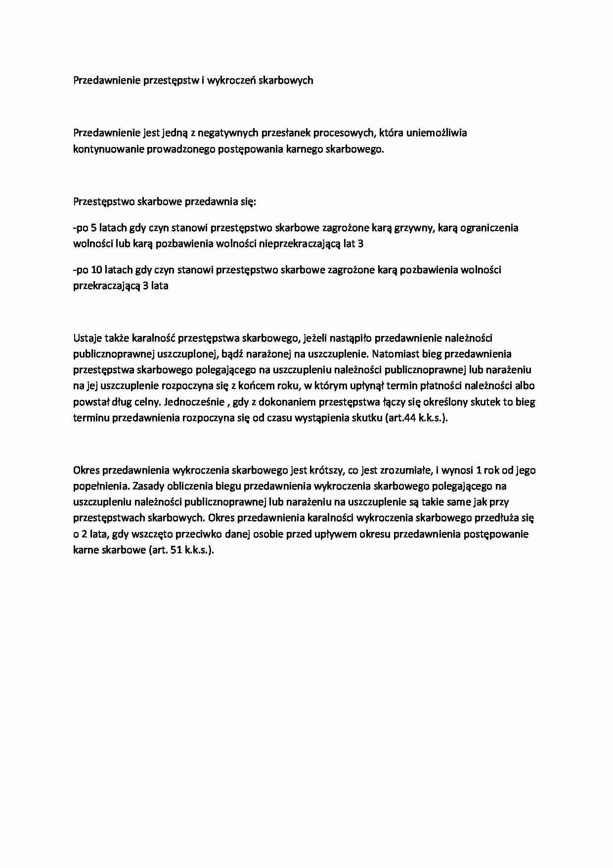 Przedawnienie przestępstw i wykroczeń skarbowych - strona 1