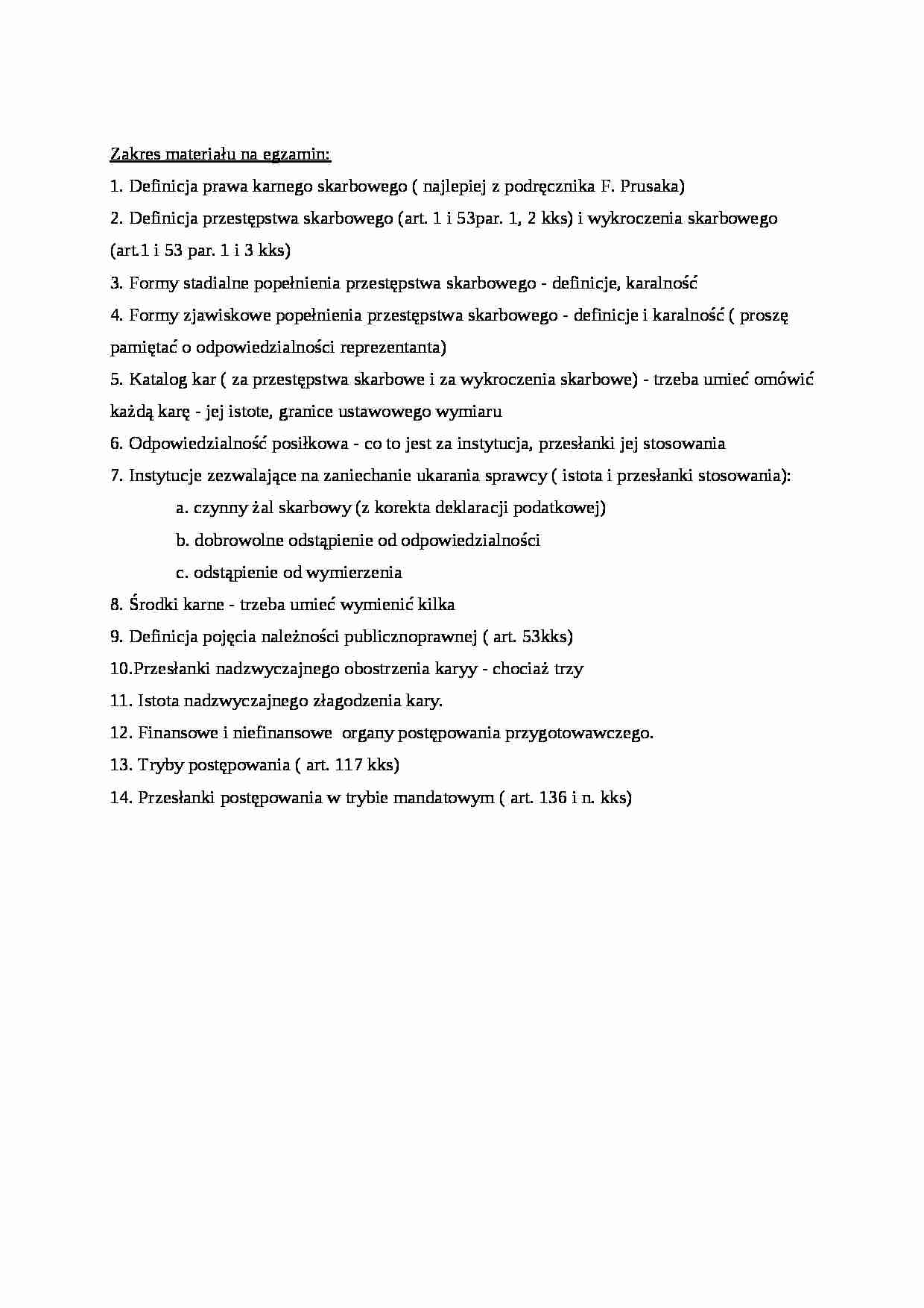 Zakres materiału na egzamin - strona 1
