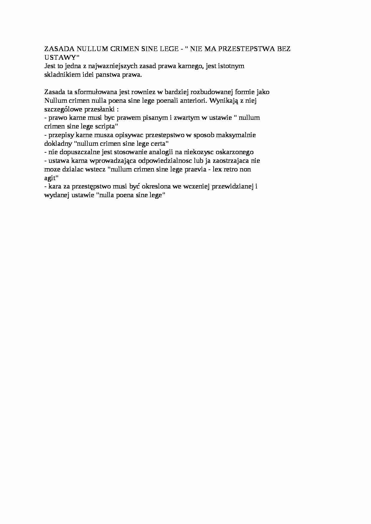 Zasada nullum crimen sine lege - strona 1