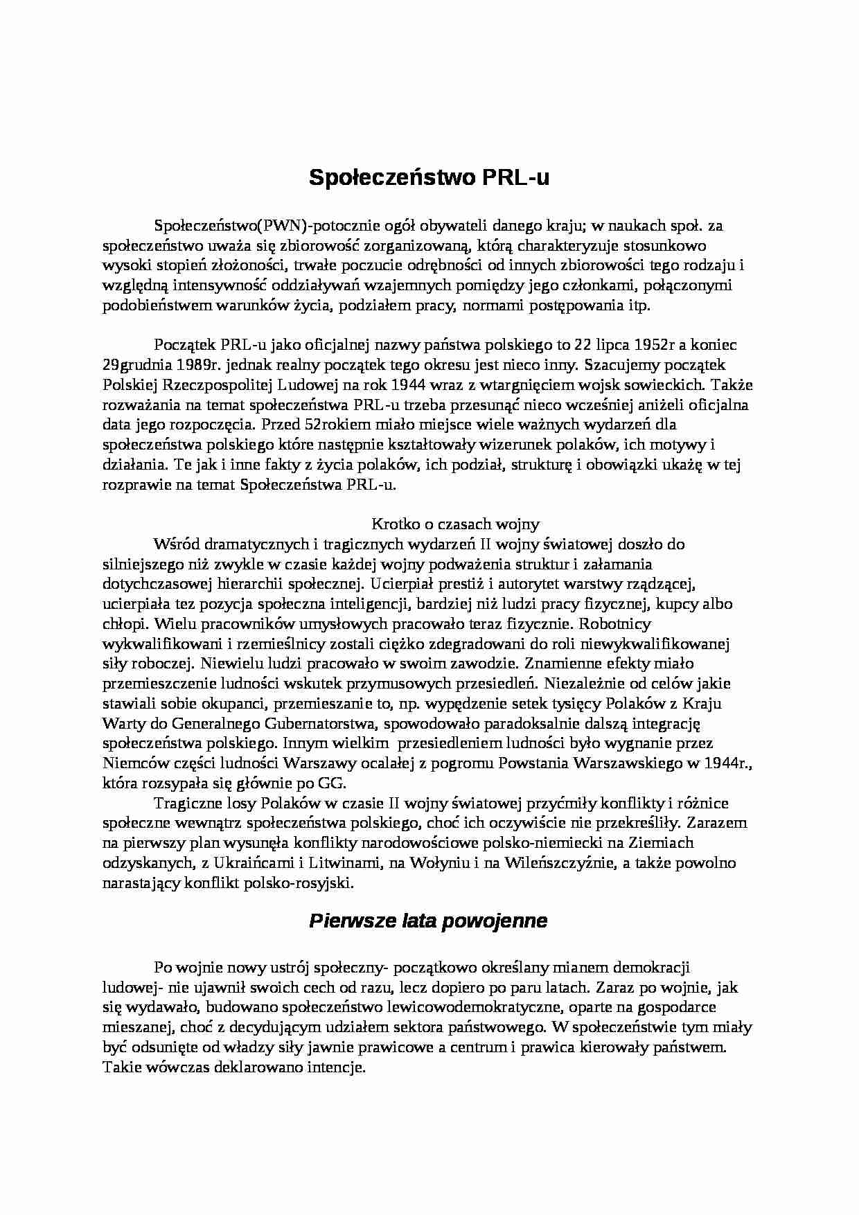 Społeczeństwo PRL-u - strona 1