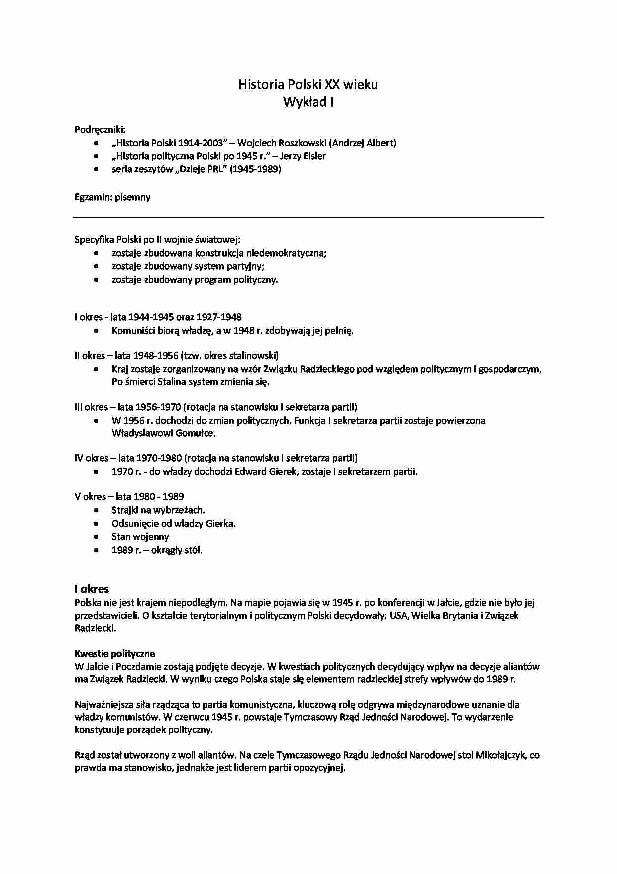  Historia Polski XX wieku-wykład 1 - strona 1