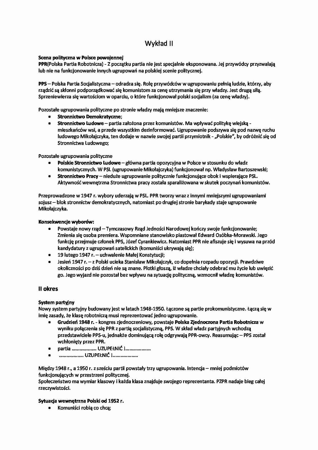 Scena polityczna w Polsce powojennej-wykład  - strona 1