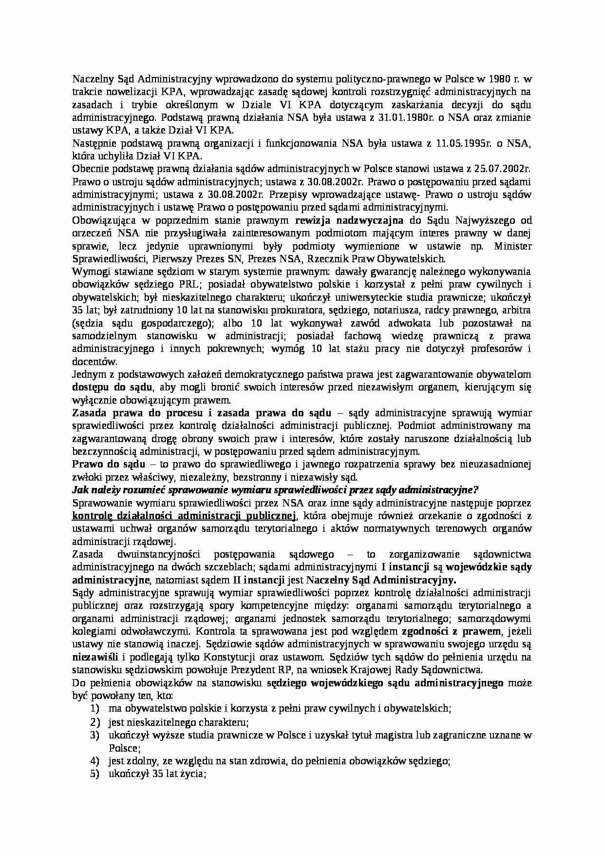 Naczelny Sąd Administracyjny-opracowanie - strona 1