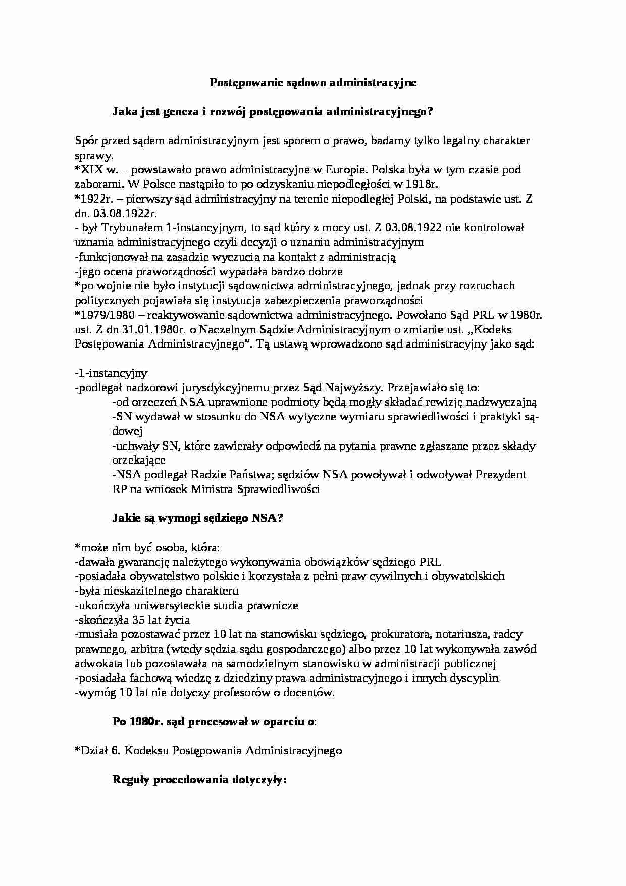 Postępowanie sądowo administracyjne-skrypt - strona 1