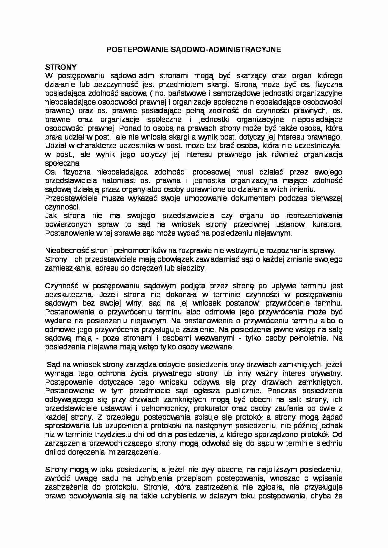 Postępowanie sądowo-administracyjne - Strony - strona 1