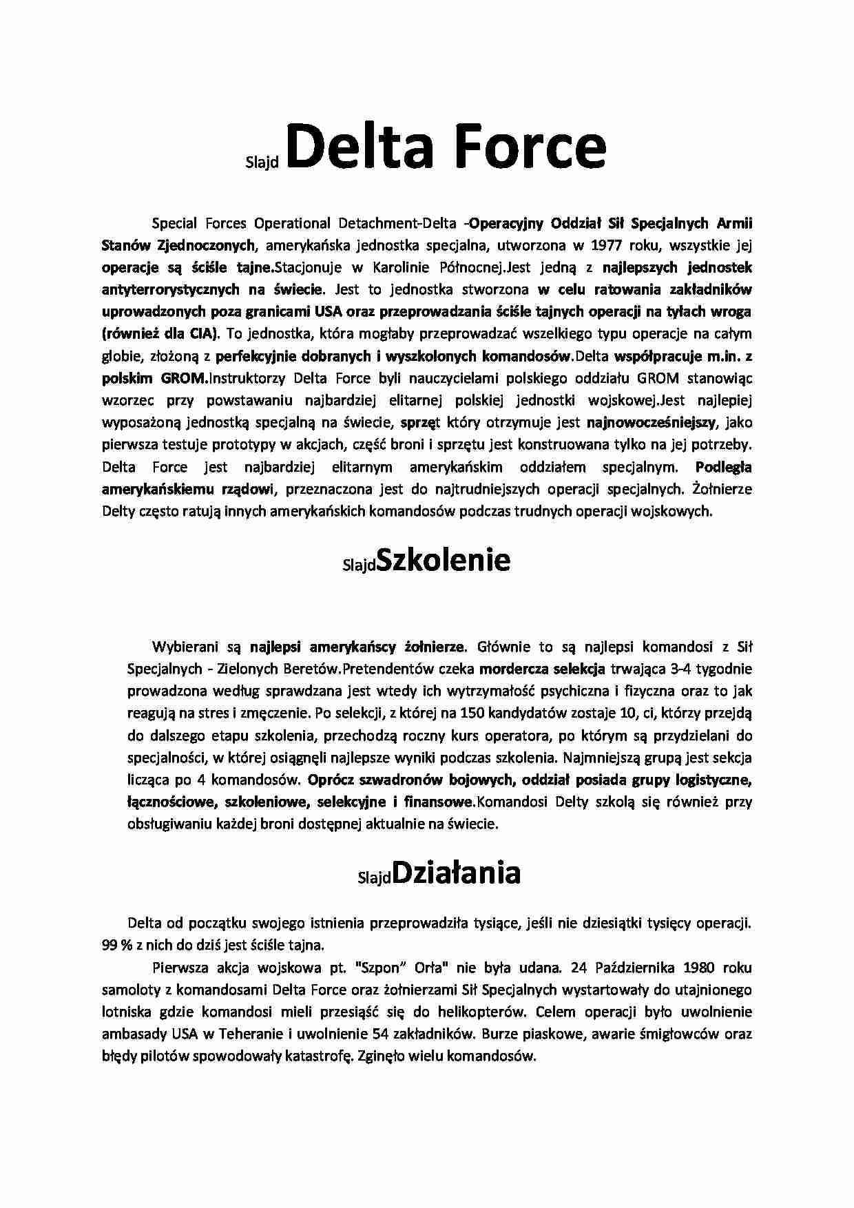 Delta Force i szkolenie - strona 1