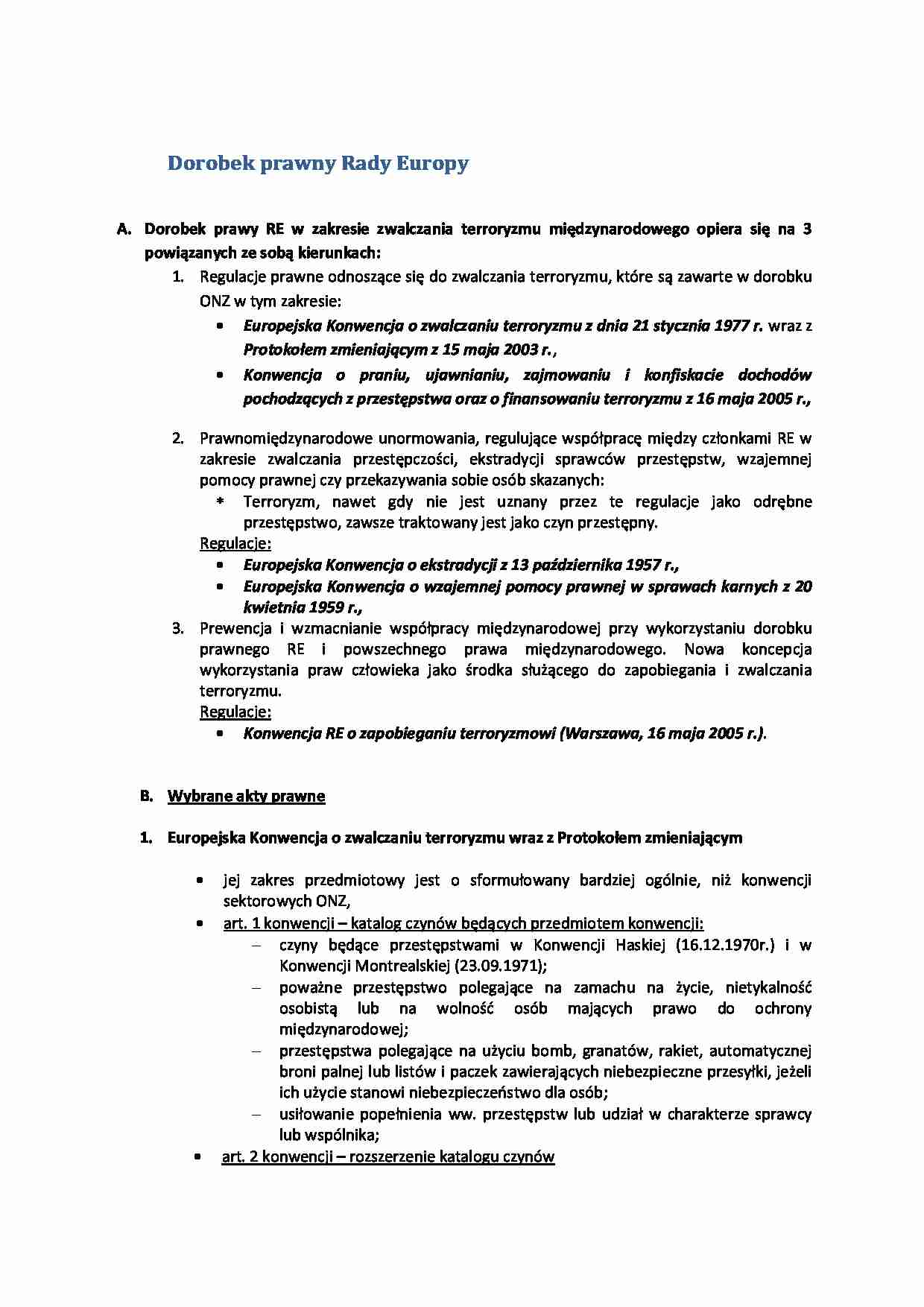 Dorobek prawny Rady Europy - strona 1