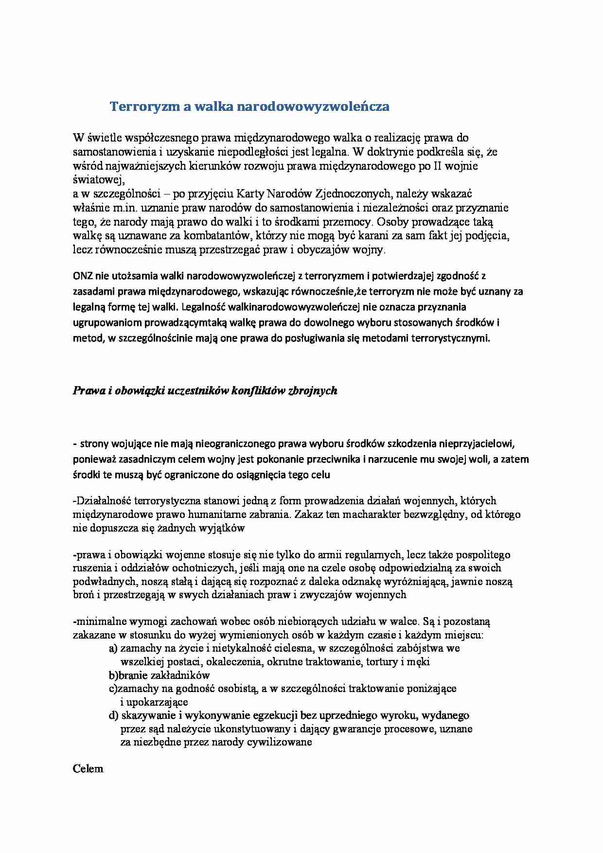 Terroryzm a walka narodowowyzwoleńcza - strona 1