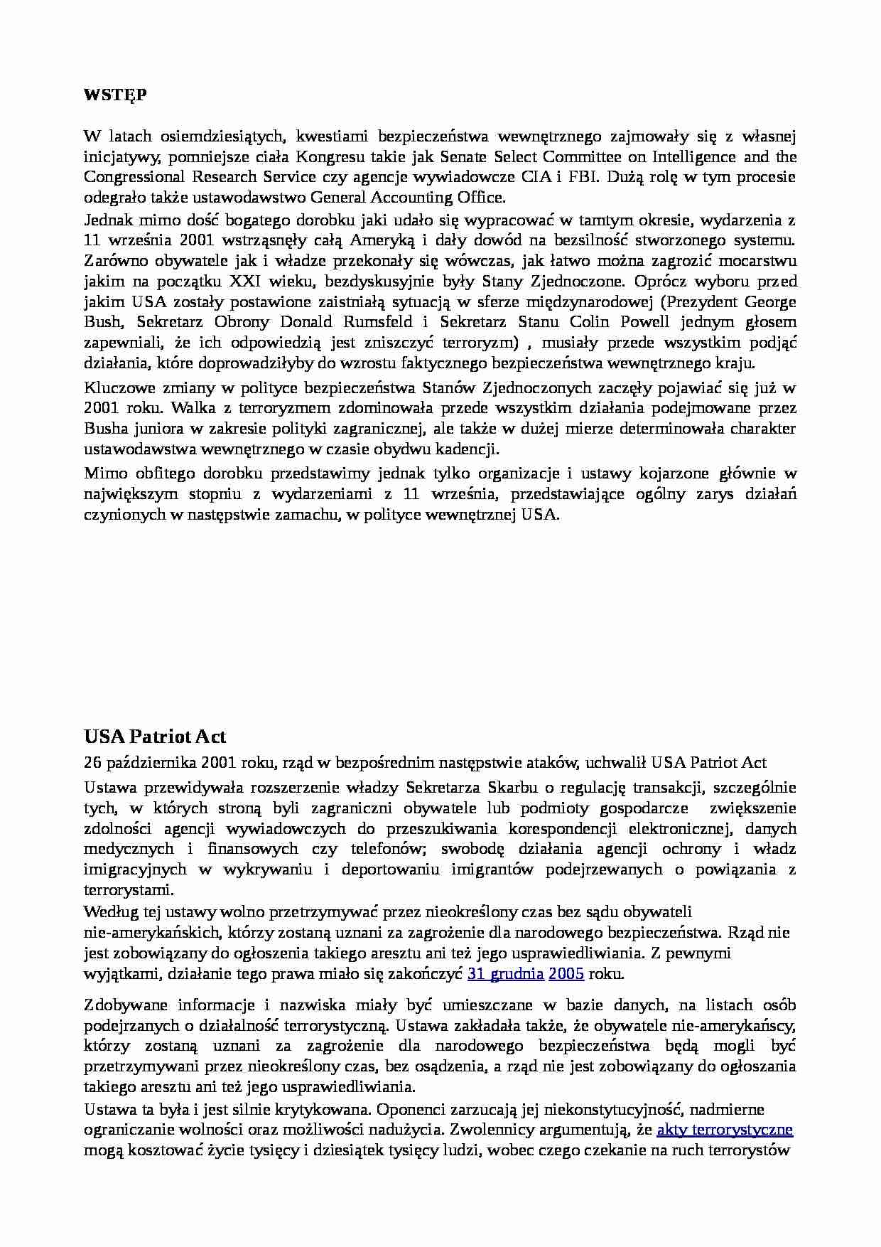 USA patriot act - wykład - strona 1