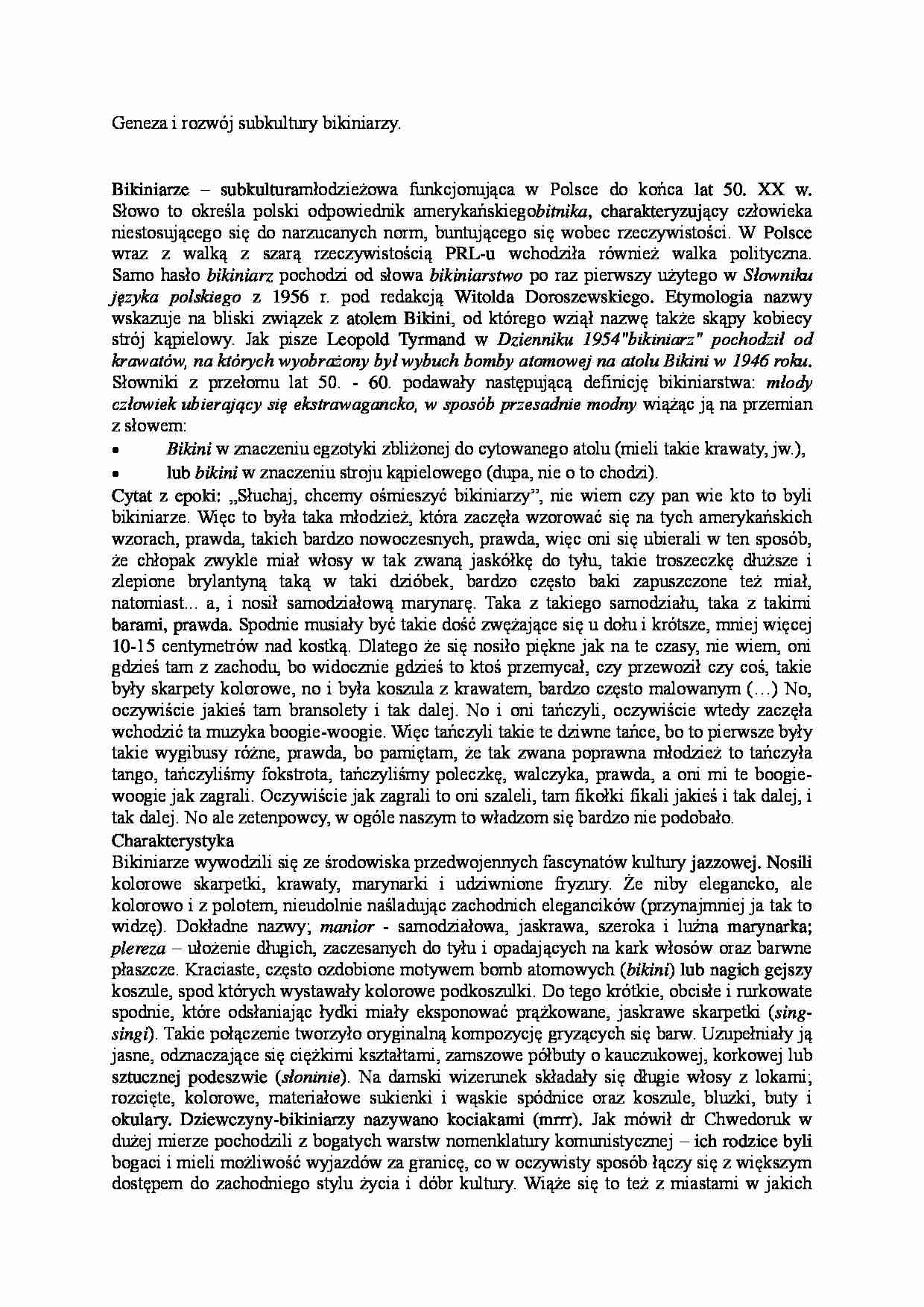 Geneza i rozwój subkultury bikiniarzy - strona 1