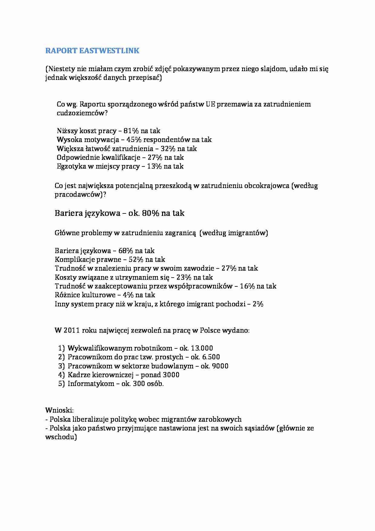 Raport Eastwestlink - strona 1