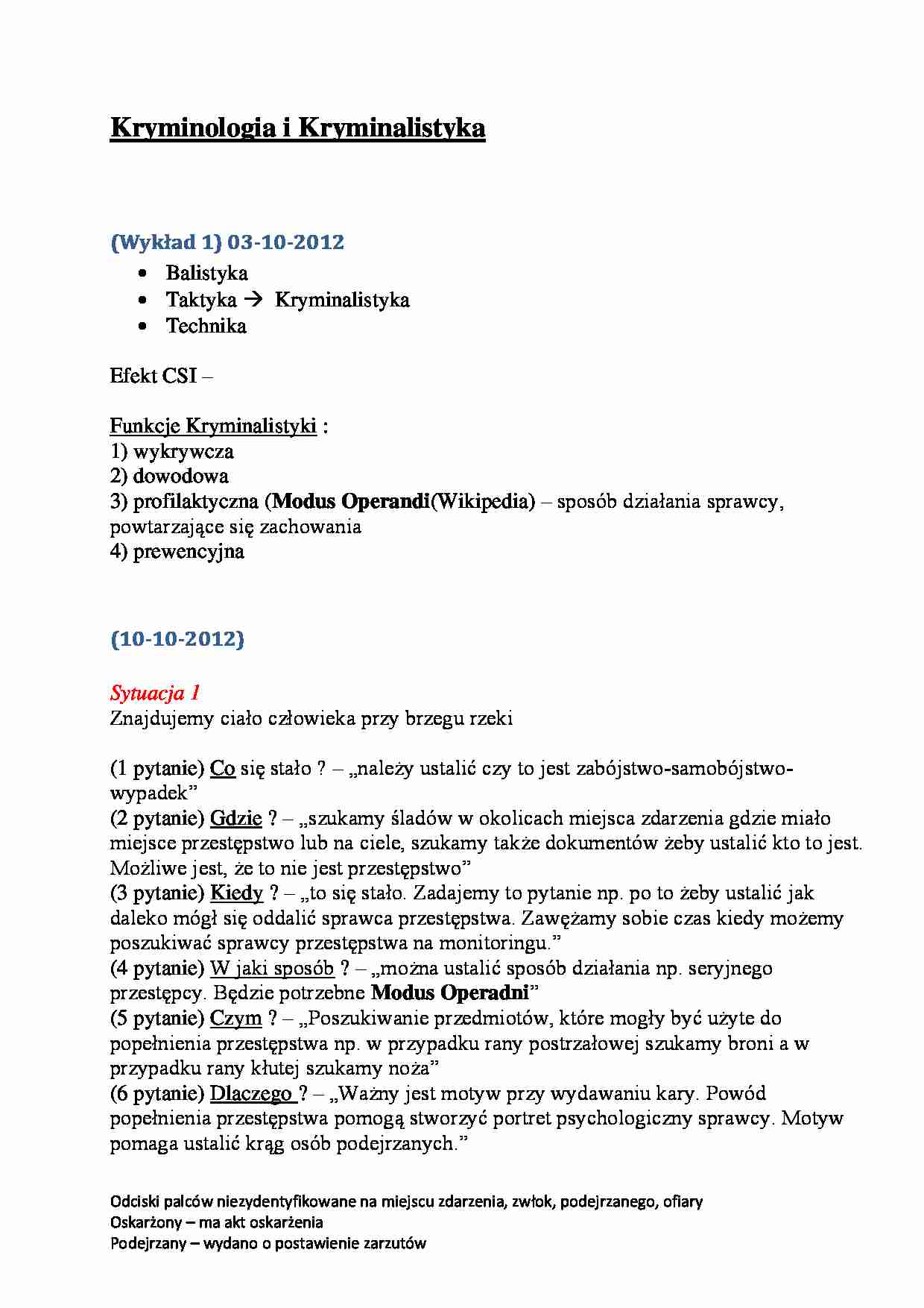 Kryminologia i kryminalistyka - funkcje - strona 1