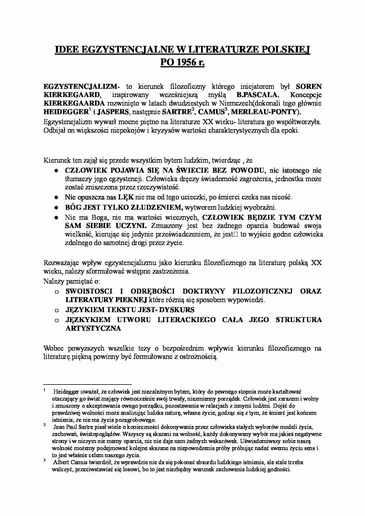 Idee egzystencjalne w literaturze polskiej - strona 1
