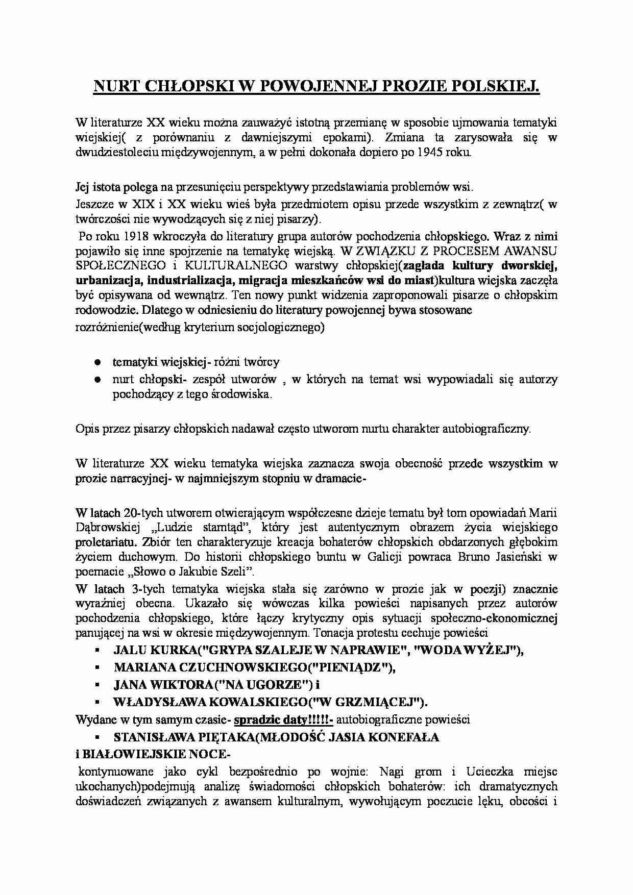 Nurt chłopski w powojennej prozie polskiej - strona 1