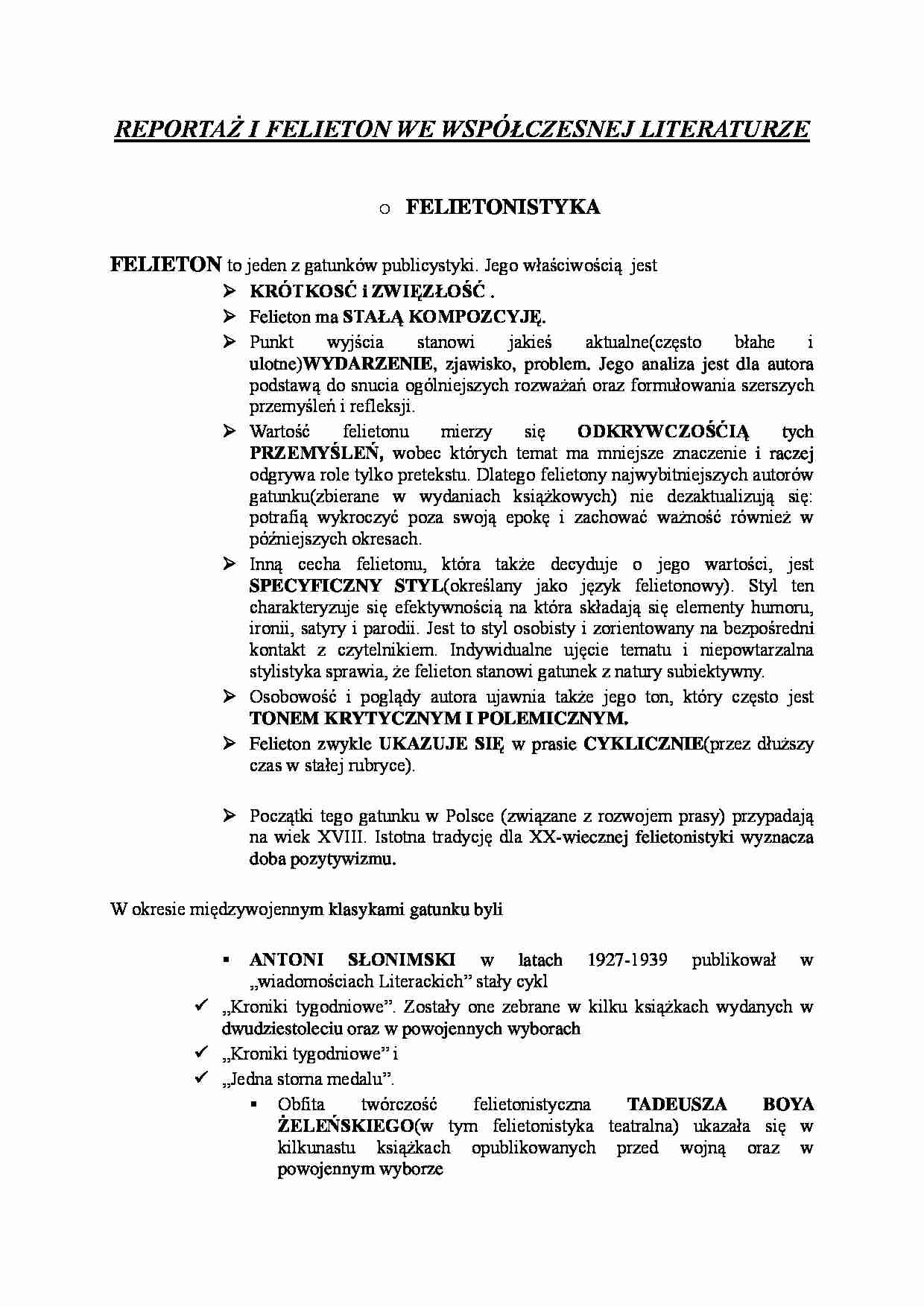 Reportaż i felieton - literatura współczesna - strona 1
