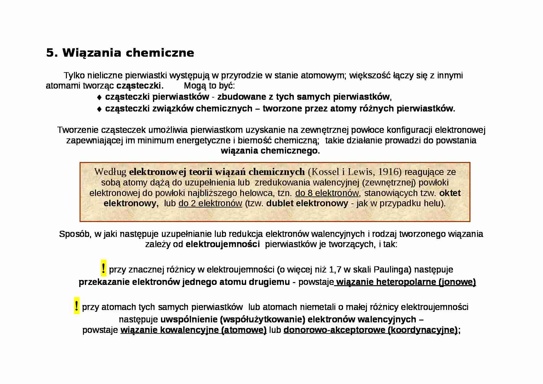 Wiązania chemiczne - rodzaje - strona 1