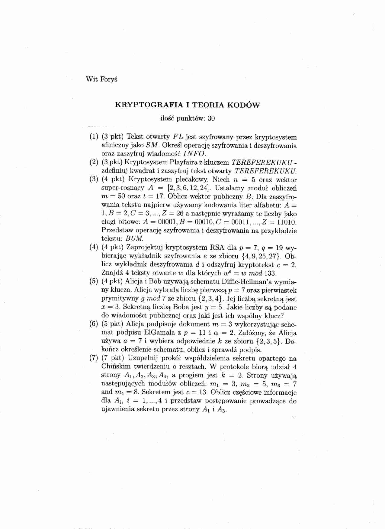 Kryptografia i teoria kodów - strona 1