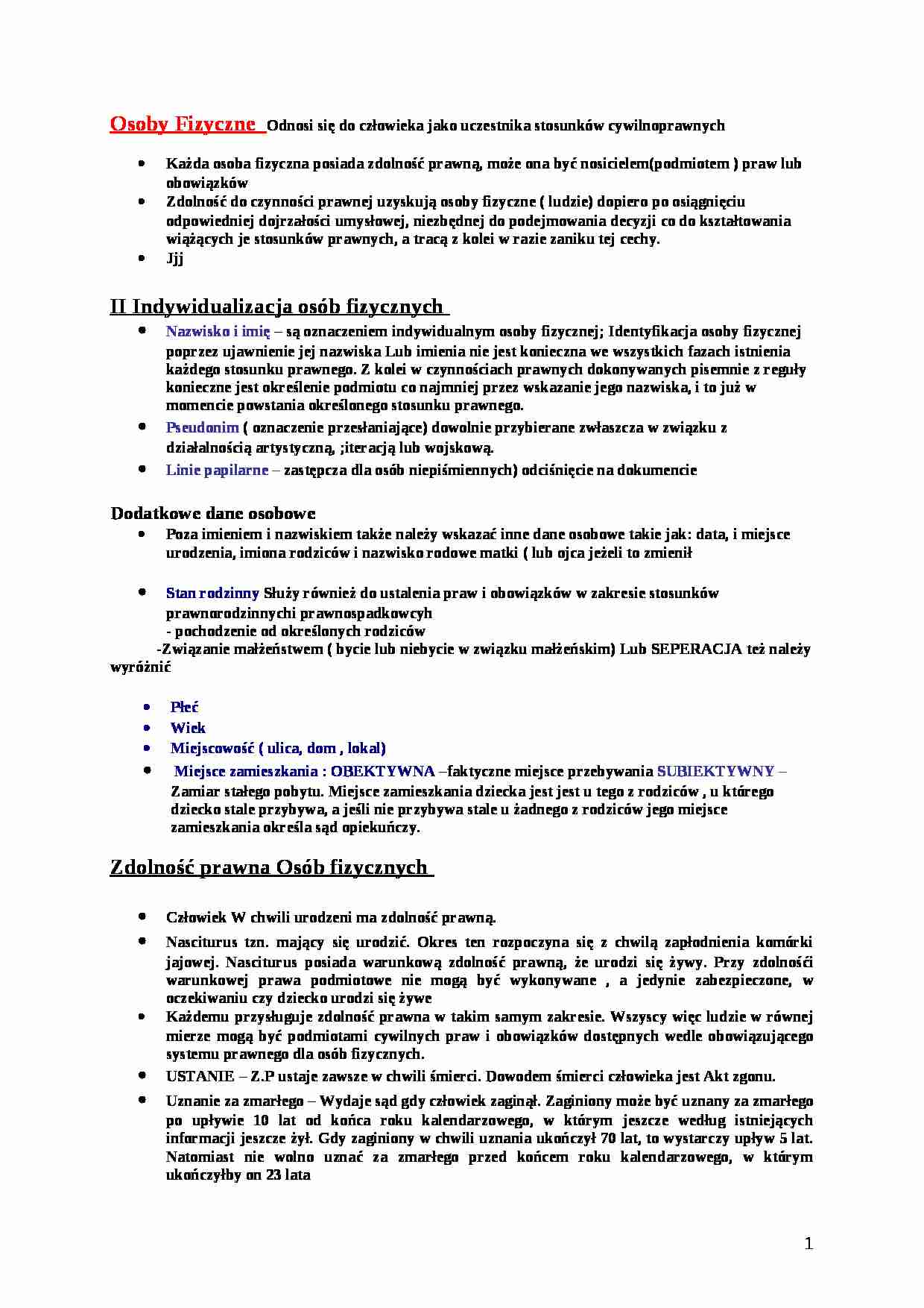 osoby fizyczne - Prawo  - strona 1