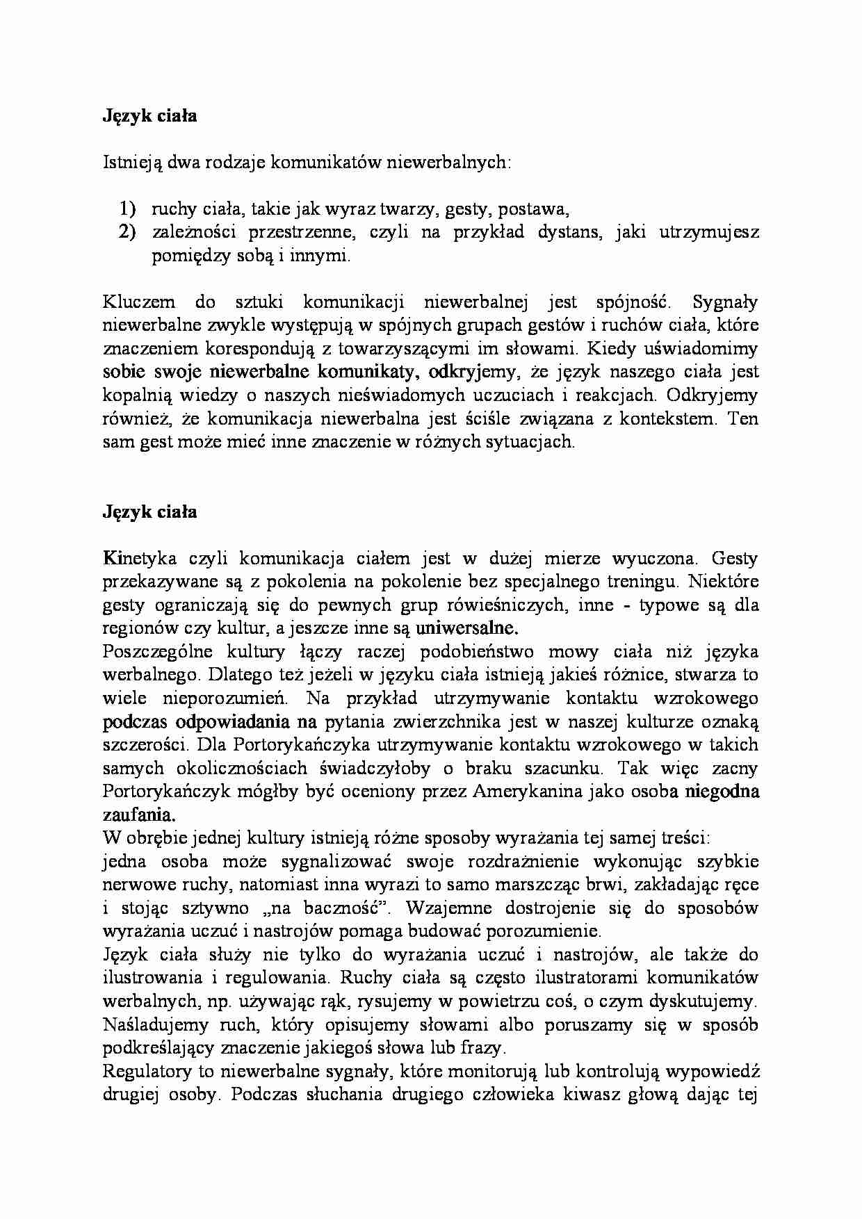 Język ciała - omówienie - strona 1