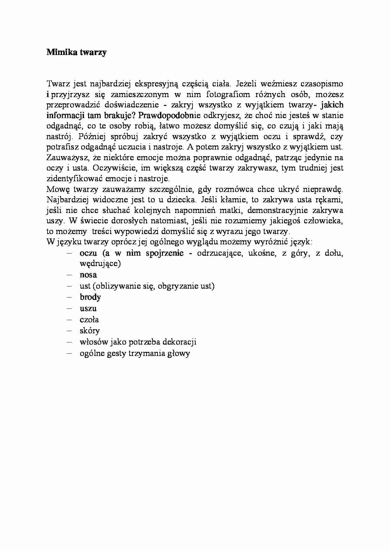 Mimika twarzy - omówienie - strona 1