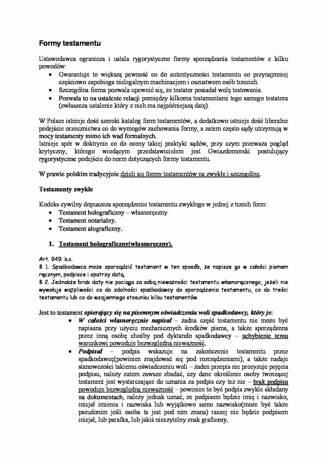 Formy testamentu i opis - strona 1
