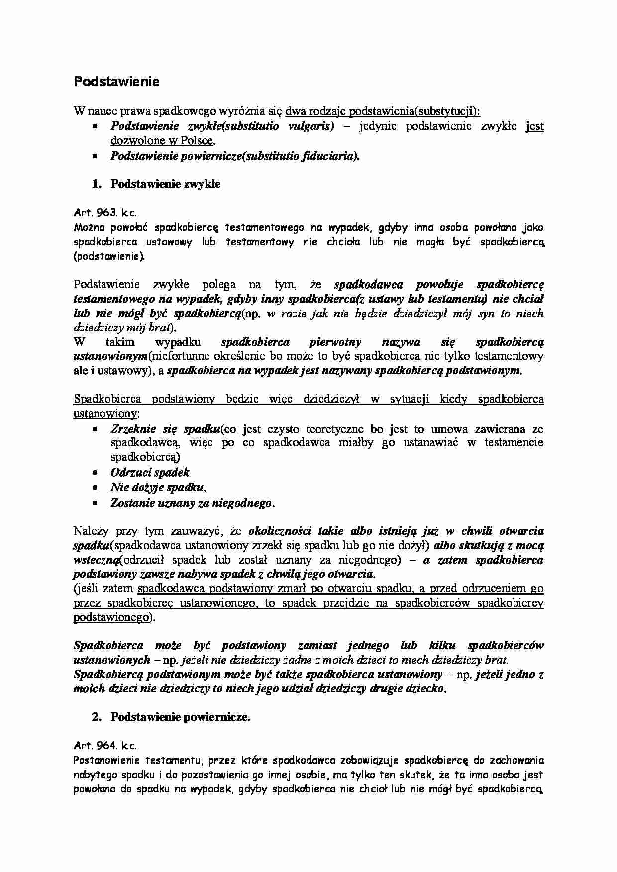 Podstawienie i jego podział - strona 1